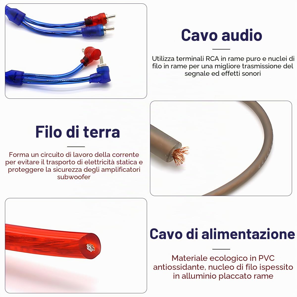 Cavo di collegamento per auto 10 GA 1500 volte amplificatore di potenza 4,5 m per amplificatori audio auto, cavo subwoofer per auto