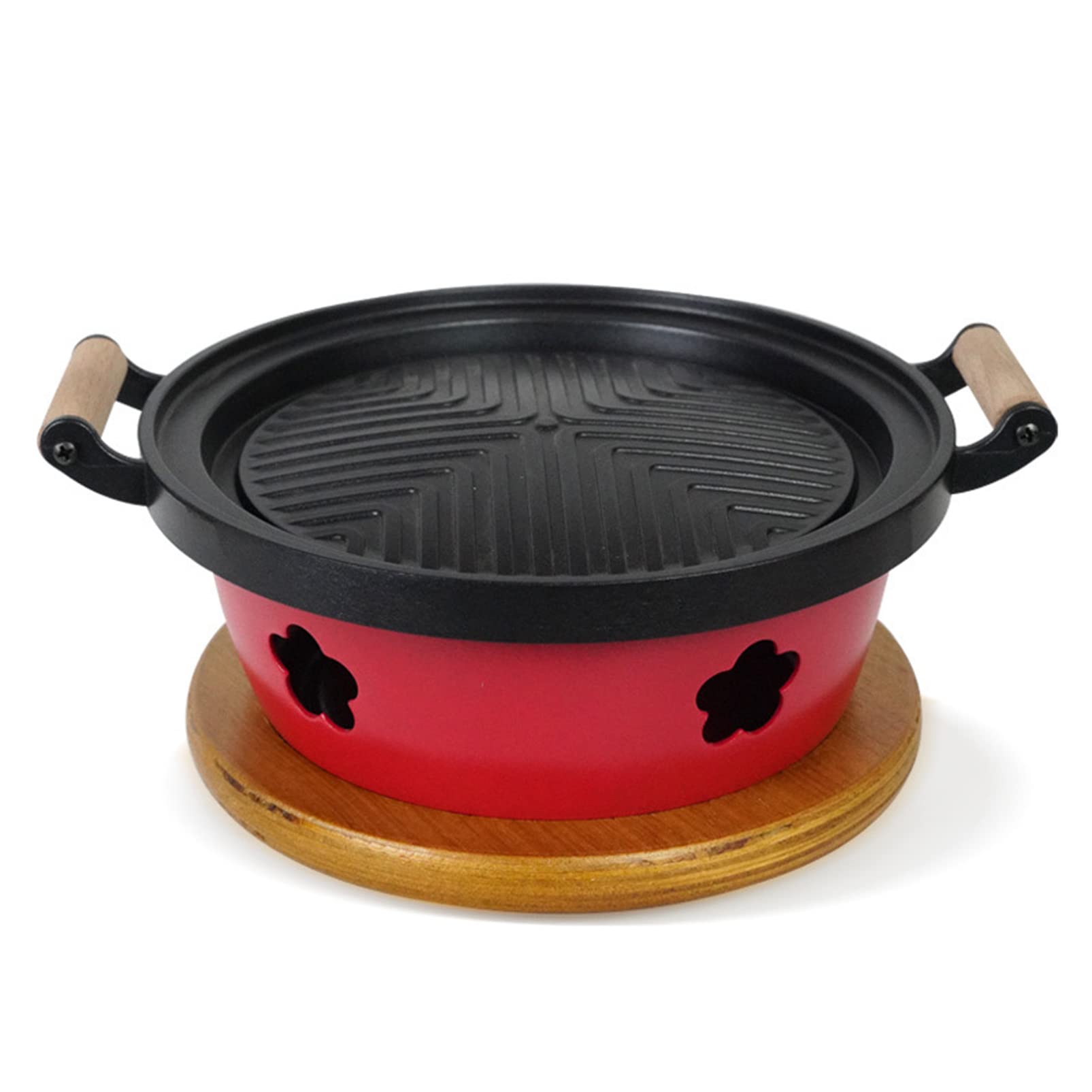 Griglia a Carbone Portatile Stufa ad Alcool da Tavolo, Griglia per Barbecue Coreana per Interni Griglia Yakiniku da Tavolo con Base in Legno, Strumenti per Barbecue per Barbecue Hibachi da Campeggio
