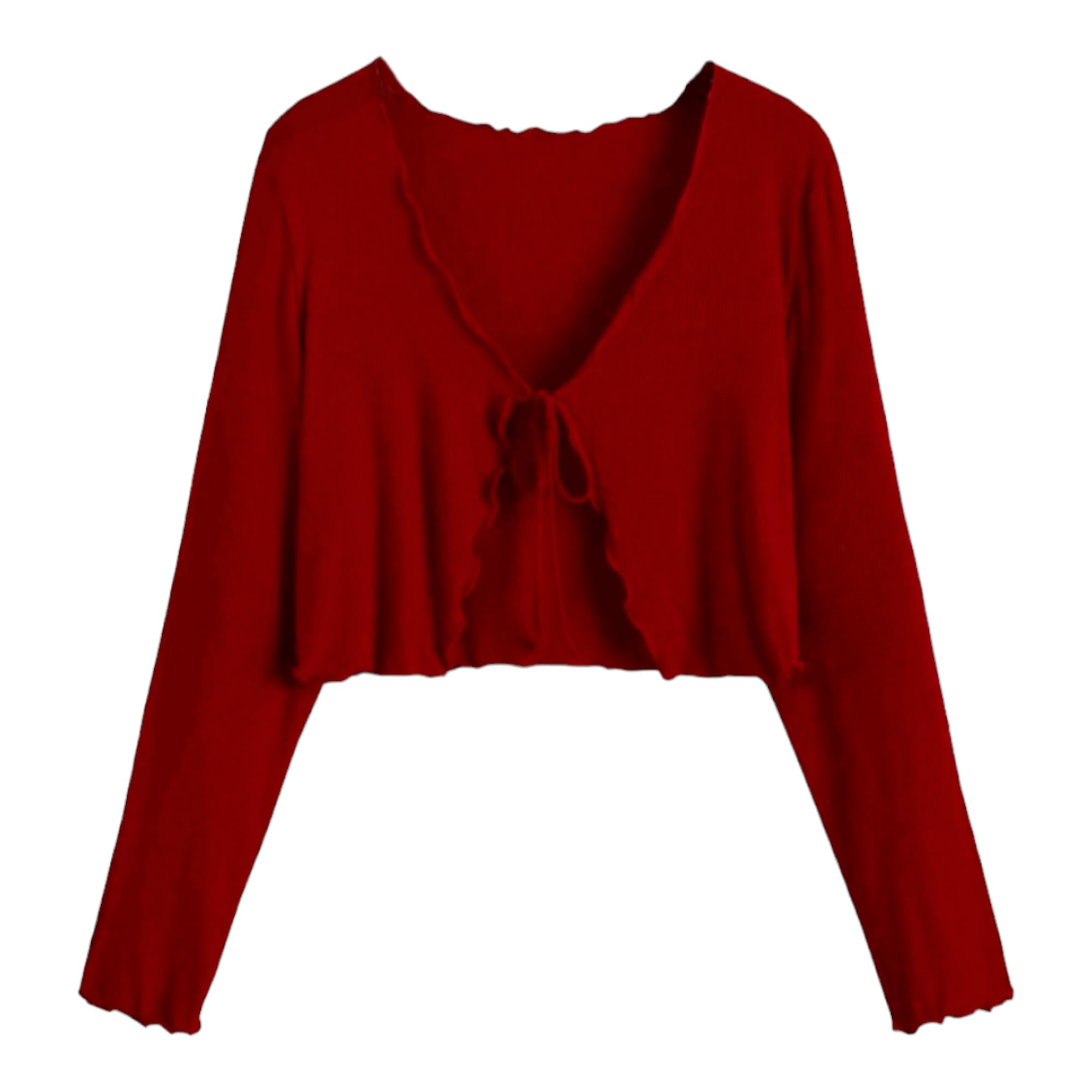 jc jummy couture Casual Multicolor Solid Full Sleeve Front Tie Shrug for Women (Large, Maroon)-picture-31
