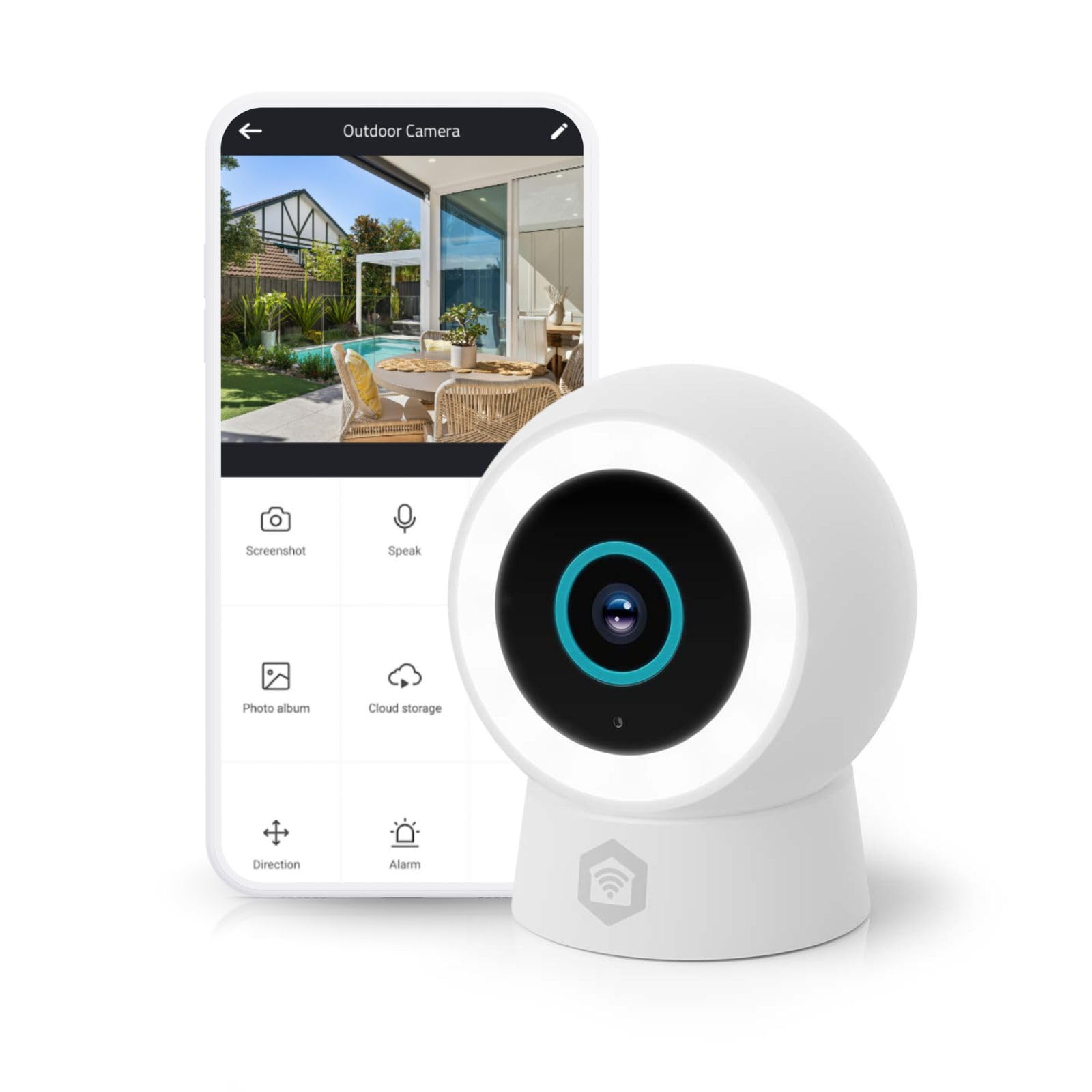 NEDIS Inteligentna kamera zewnętrzna Wi-Fi, 3 MP 1296p, czujnik ruchu, wykrywanie człowieka AI, ściemniany reflektor pełnokolorowy noktowizor, dwukierunkowy dźwięk, odporny na warunki atmosferyczne