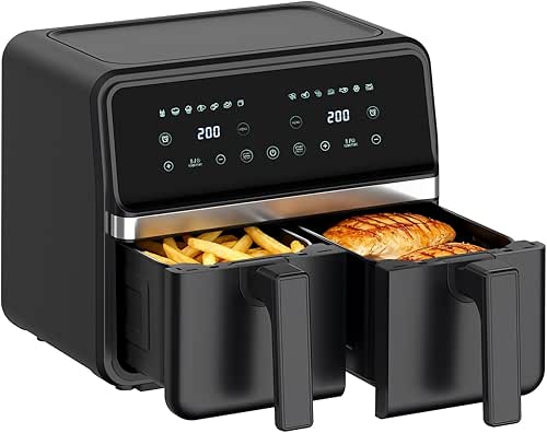8 Quart Dual Basket Air Fryer - Digital Touchscreen, Smart