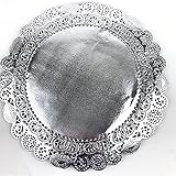 Worlds 50pc Round Silver Metallic Foil Paper Doilies, Lace Paper Doilies 12