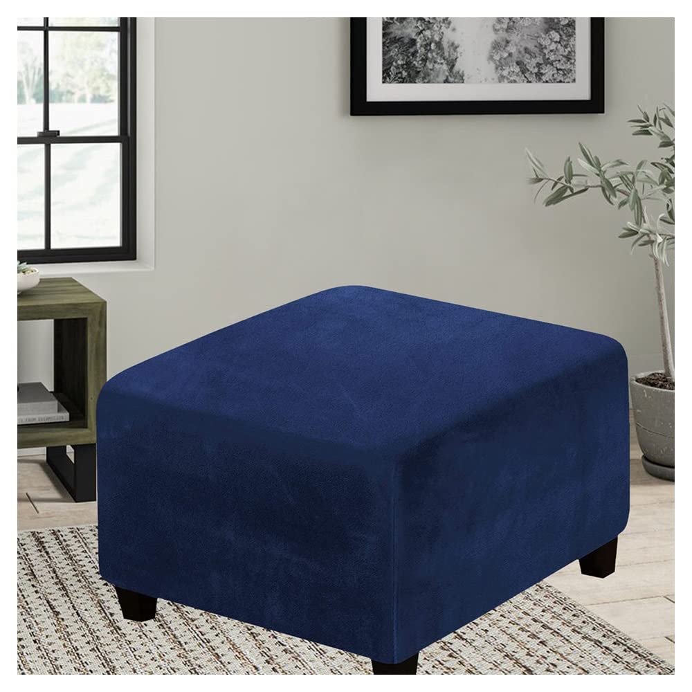 Elysysrl #17 Square Ottoman Cover Stretch Stool Slipcover, Soft Velvet/Jacquard Ottoman Footstool Protect Anti-Slip Foot Stool Covers Pouffe Cover With Elastic Bottom, Washable ( Color : Size : 100X100cm/40X