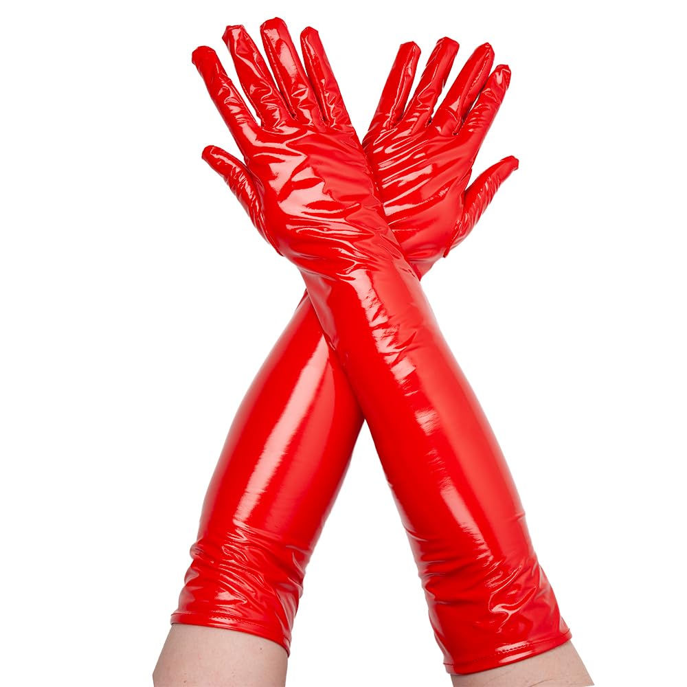 Wicked Costumes Ladies Long PVC Gloves - Red