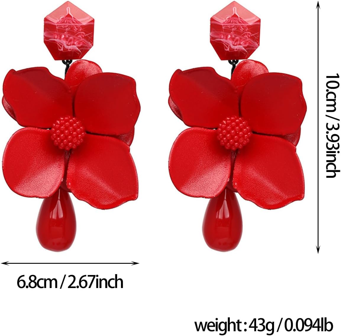 Flower Petal Resin Bead Statement Dangle Floral Tassel Earrings for Women Jewelry - Image 2