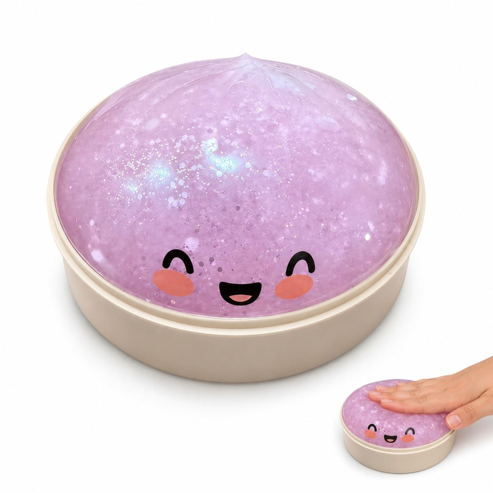 LVJMJ Bunny Squishy Fidget Toy - Cute Smiling Face Stress Relief Toy - Soft Silicone Anxiety Relief Desk Toy - Glitter Pearl Sensory Toy for Adults Kids — image 1