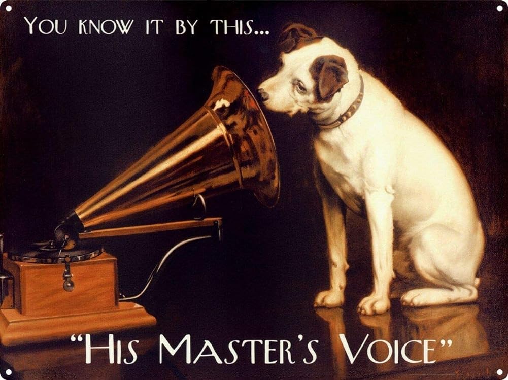 Bioprocess His Master'S Voice Metal Wall Art Tin Sign Metal Tin Sign 8x12 inches