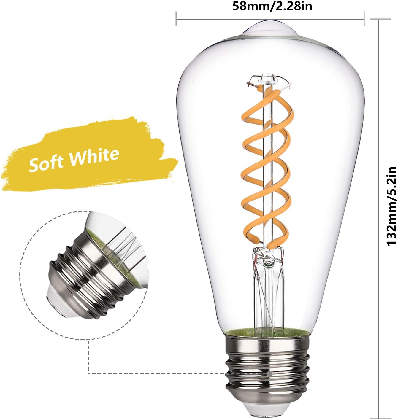 Buу 1 gеt 1 MYEMITTING Vintage LED Edison Bulbs, 6W Equivalent to 60W, Non-Dimmable, High Brightness 700LM Warm White 2700K, ST58 Antique Flexible Spial LED Filament Bulbs, E26 Medium Base, Clear Glass 6 Pack Tесh Dеаlѕ 🔥 MYEMITTING Vintage LED Edison Bulbs, 6W Equivalent to 60W, Non-Dimmable, High Brightness 700LM Warm White 2700K, ST58 Antique Flexible Spial LED Filament Bulbs, E26 Medium Base, Clear Glass 6 Pack