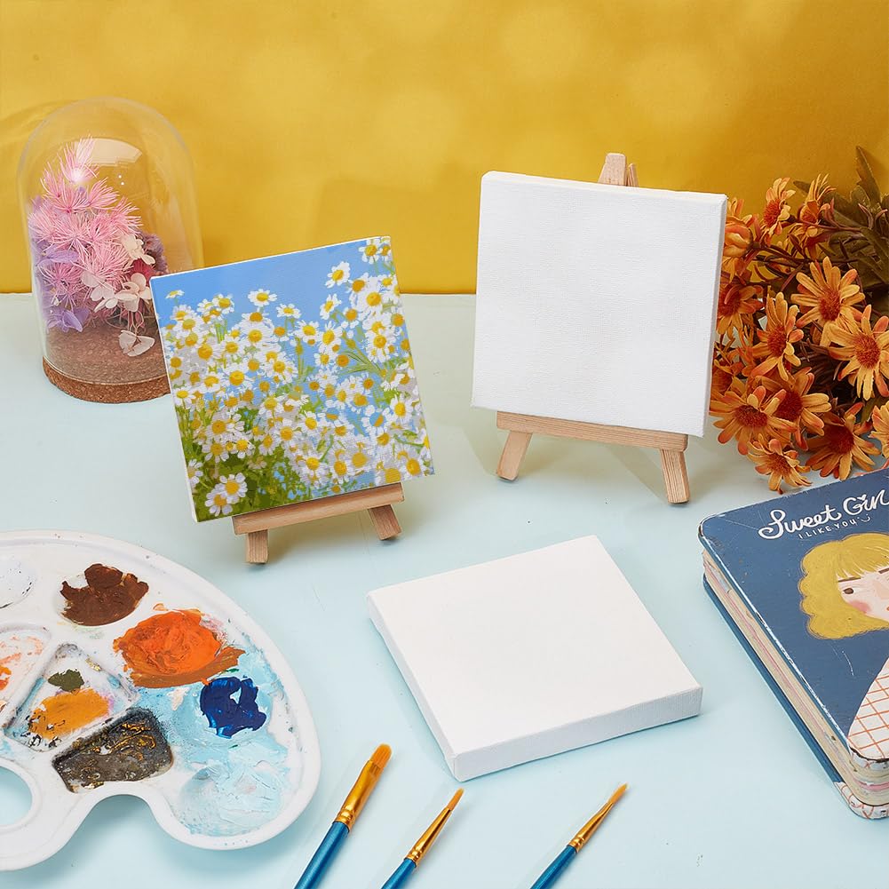 NBEADS Mini Tela, 6 Pezzi Mini Pannello da 10x10 cm 280GSM 100% Cotone Senza Acidi Tavola da Disegno per La Decorazione Artistica E Regali Artigianali Fai-da-Te
