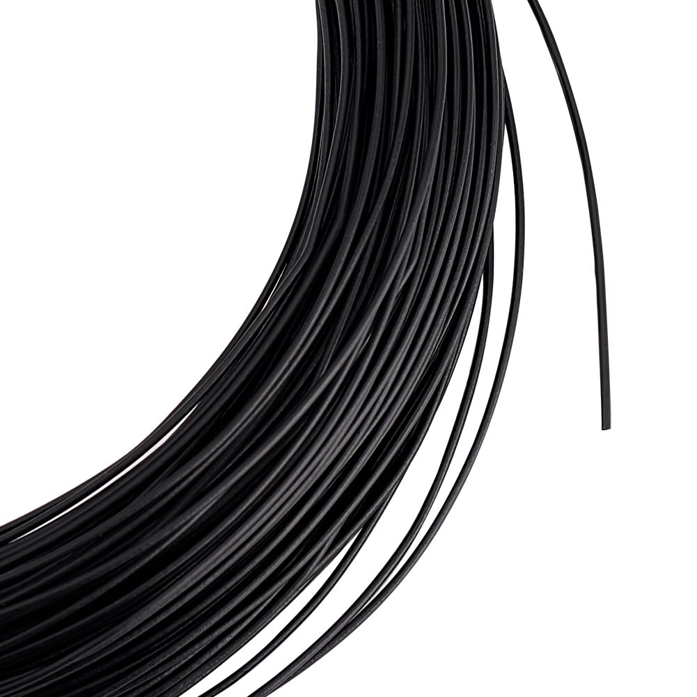 OLYCRAFT 50m Black Millinery Wire, 1mm Diameter, PVC Covered, Iron Stem Wires for DIY Sewing Supplies