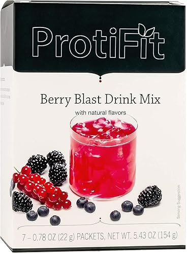 ProtiFit - Mezcla de bebida en polvo de sabor a fruta con alto contenido en proteínas, 15g de proteína, baja en calorías, sin azúcar, compatible con