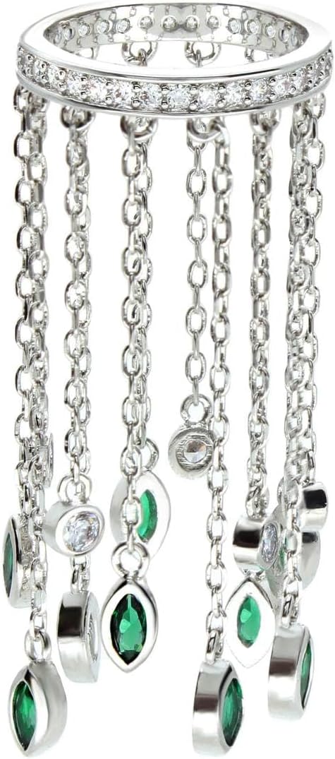 Emerald Waterfall ring. engagement/anniversary rings. 925 silver.Diana Kate Middleton style. Fashion. Woman rings. Celebrations. Birthday gifts. Vintage