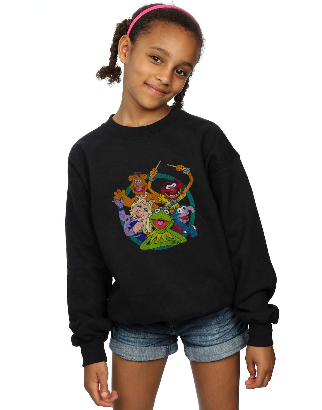 Absolute Cult Girls Black Disney The Muppets Group Circle Sweatshirt 9-11 Years
