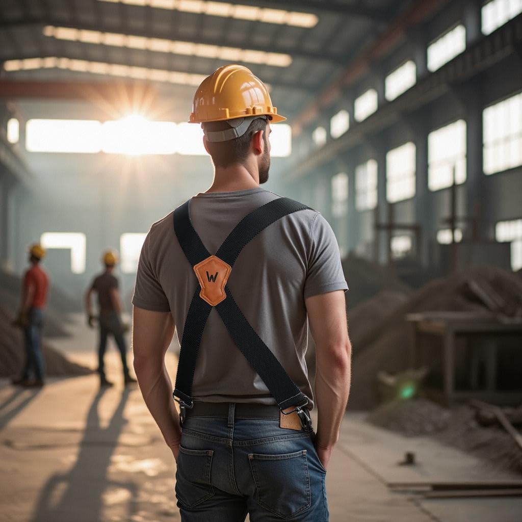 WELKINLAND HD Elastic Work Suspenders, Heavy Duty Suspenders For Men, 2-Inch Wide Suspenders For Men, Mens Suspender For Jeans, Man Suspender With Hooks For Belt Loop, Work Suspender For Man - Image 2