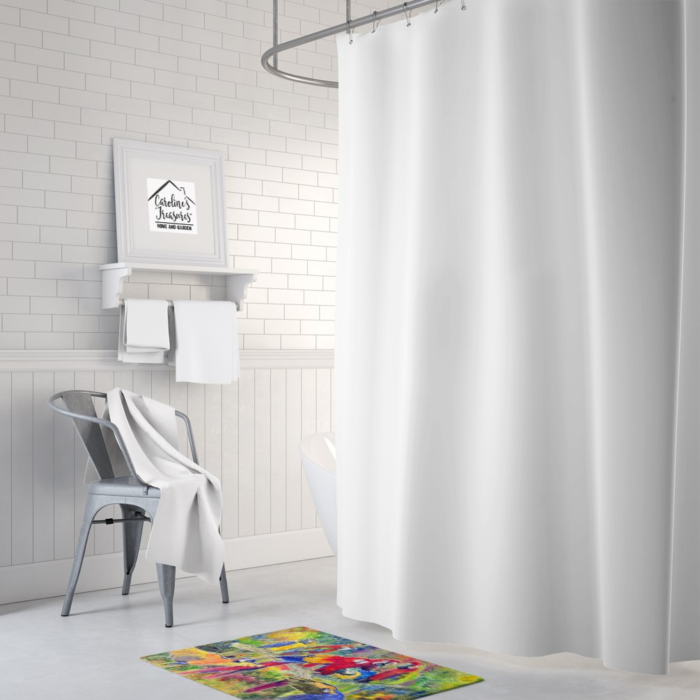 Caroline's Treasures 8600RUG Parrot Machine Washable Memory Foam Mat, Bathroom Rug, Non-Slip Bath Mat, Durable Thick Washable Rugs for Kitchen, Bathroom Quick Dry, Decorative Artwork,