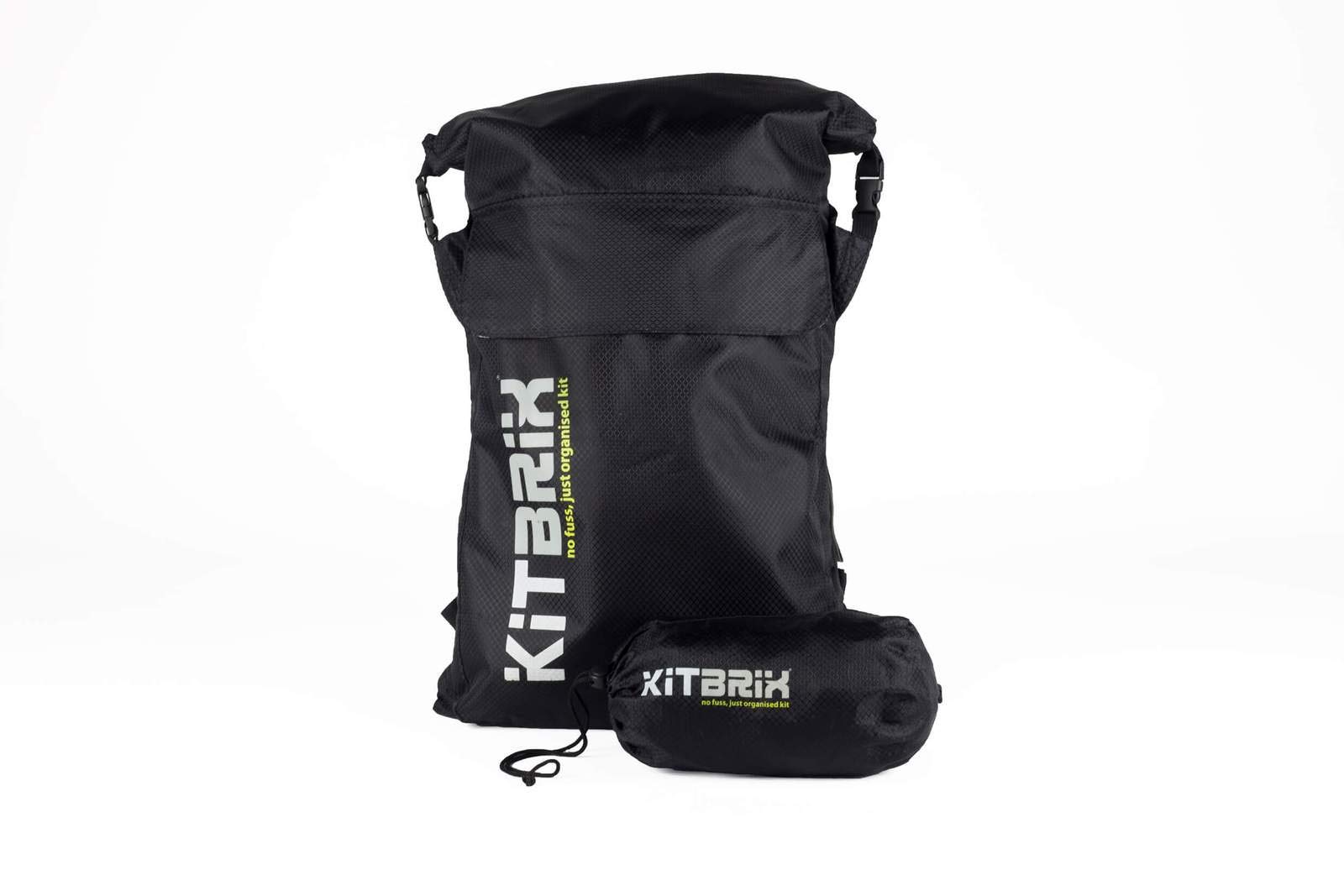 KitBrixPOKIT Day Bag Backpack - Cycling/Hiking Daypack - Foldable Waterproof Rucksack 25L - Black/Blue - Organised Kit, Black, 25L