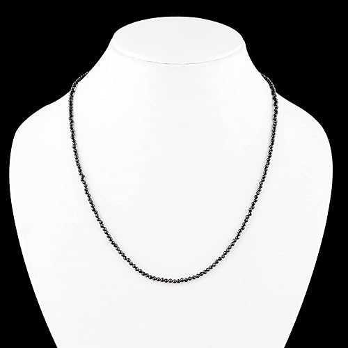 Miniatura 4 de Gempires Natural Black Tourmaline Beads Necklace, Faceted Beads, Energy Healing Crystals, Silver Plated Chain, Birthday, Gift for Her, Gemstone