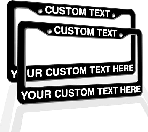 Miniatura 3 de Marco de matrícula con texto  Marco de matrícula con mensaje personalizado, con nombre personalizado, monograma, logotipo, soporte para placa de