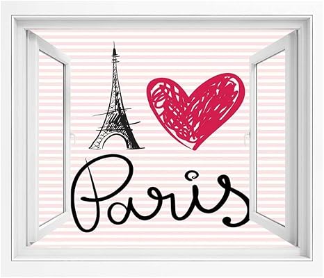 Amazon パリ市の装飾 風景ステッカー オープンウィンドウ 1x80 Cm エッフェル塔の図ロマンチックな有名なアイコンの観光名所の古典的なシンボル装飾 風景 景色 おしゃれ ウォールステッカー 多用途なシール Diyシール ウォールステッカー オンライン通販
