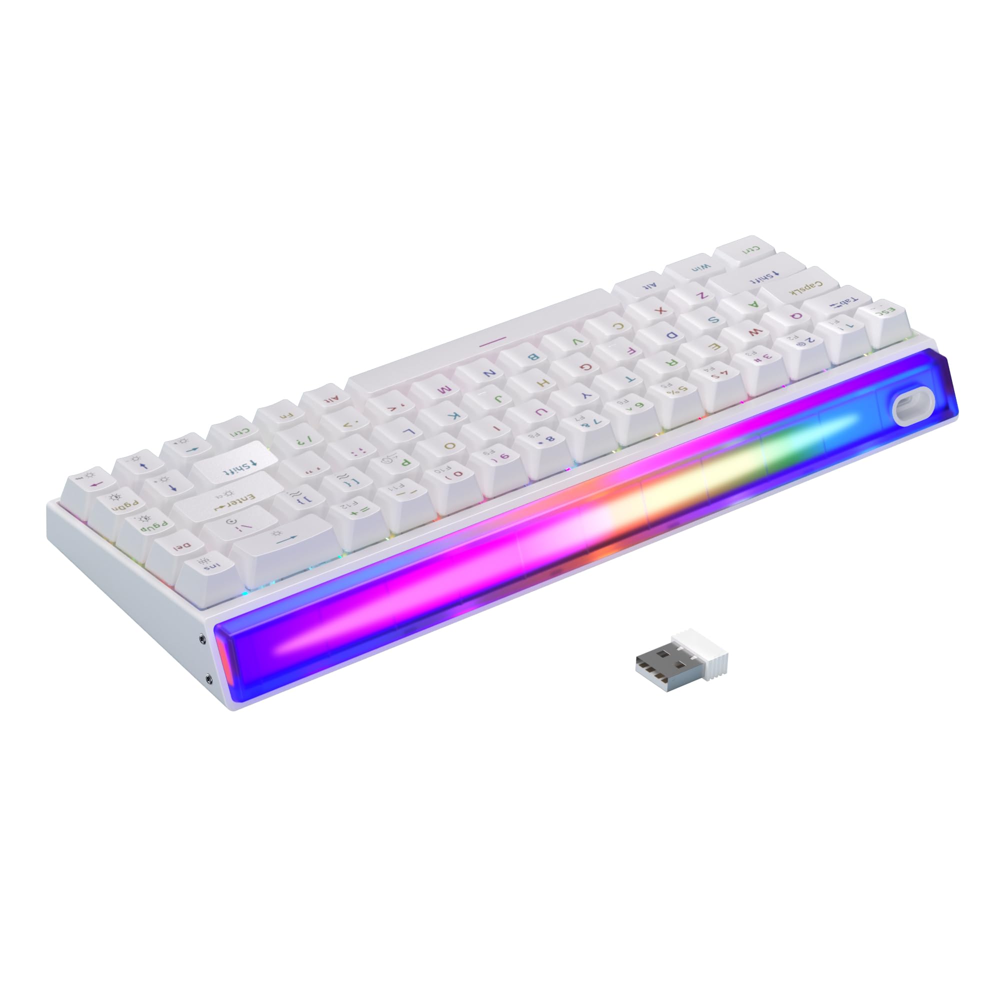 Photo 1 of MageGee AIR68 Wireless Hall Effect Gaming Keyboard, 60% RGB Magnetic Switch Keyboard with Rapid Trigger, Adjustable Actuation, 8KHz Polling Rate, 0.01mm RT Accuracy, 6000mAh, Hot-Swap (White)