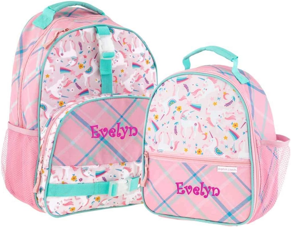 DIBSIES Personalized Trendsetter Backpack (Unicorn Backpack and Lunch Box Combo) Medium