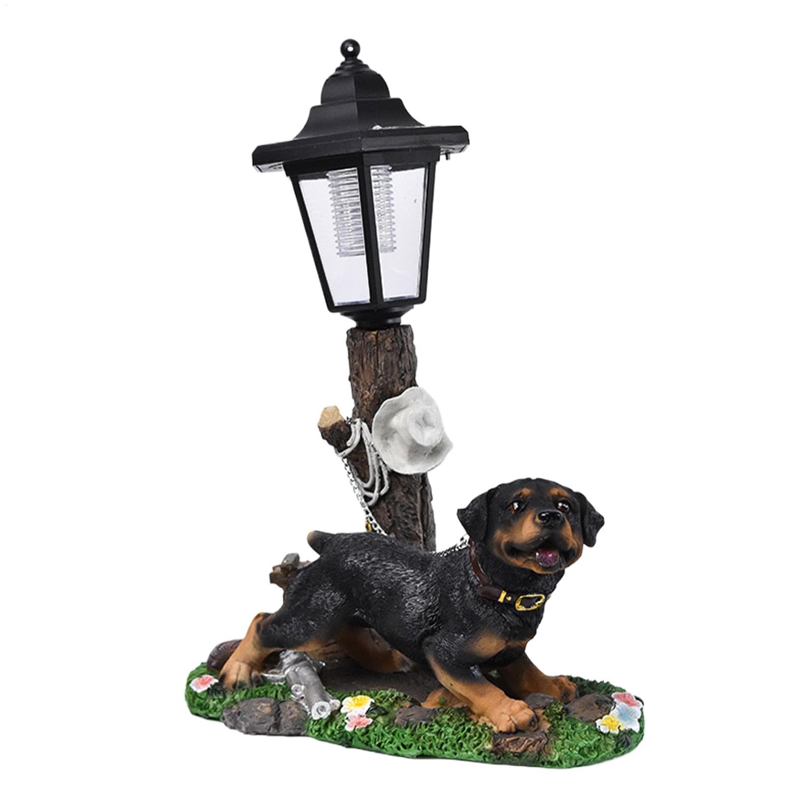 Statua Da Giardino Cane Con Luce Statuetta Solare Unica Animale Decorativa