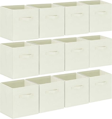 GhvyenntteS Paquete de 12 cubos de almacenamiento, cubos de almacenamiento de 11 pulgadas con asas dobles, contenedores plegables de tela resistente