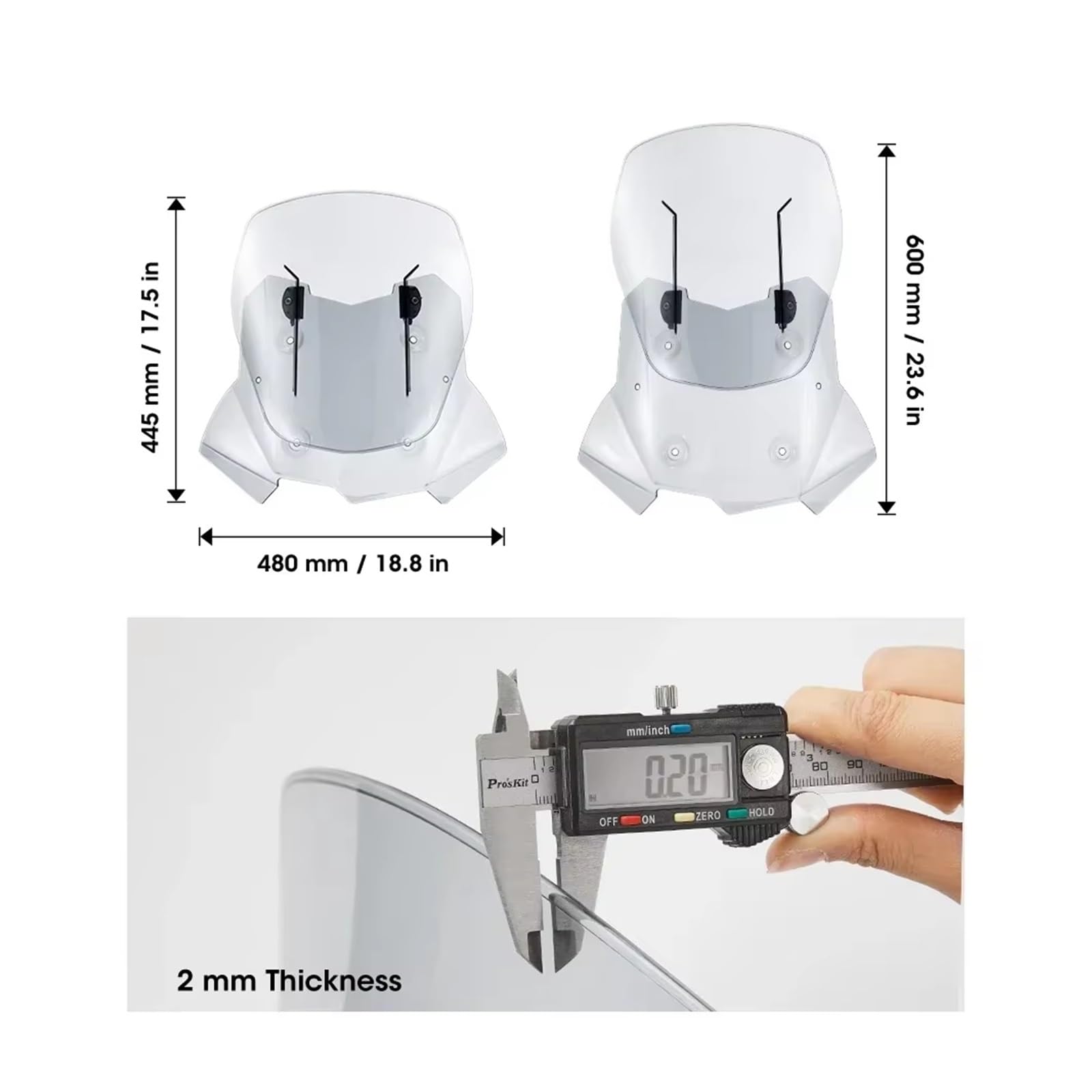 Cupolino moto Parabrezza Anteriore Alto Inferiore Regolabile | Per BMW F850GS F750GS F 750 850 GS 2018-2023 Trasparente/Fumé chiaro Plastica PC(Light Smoke)