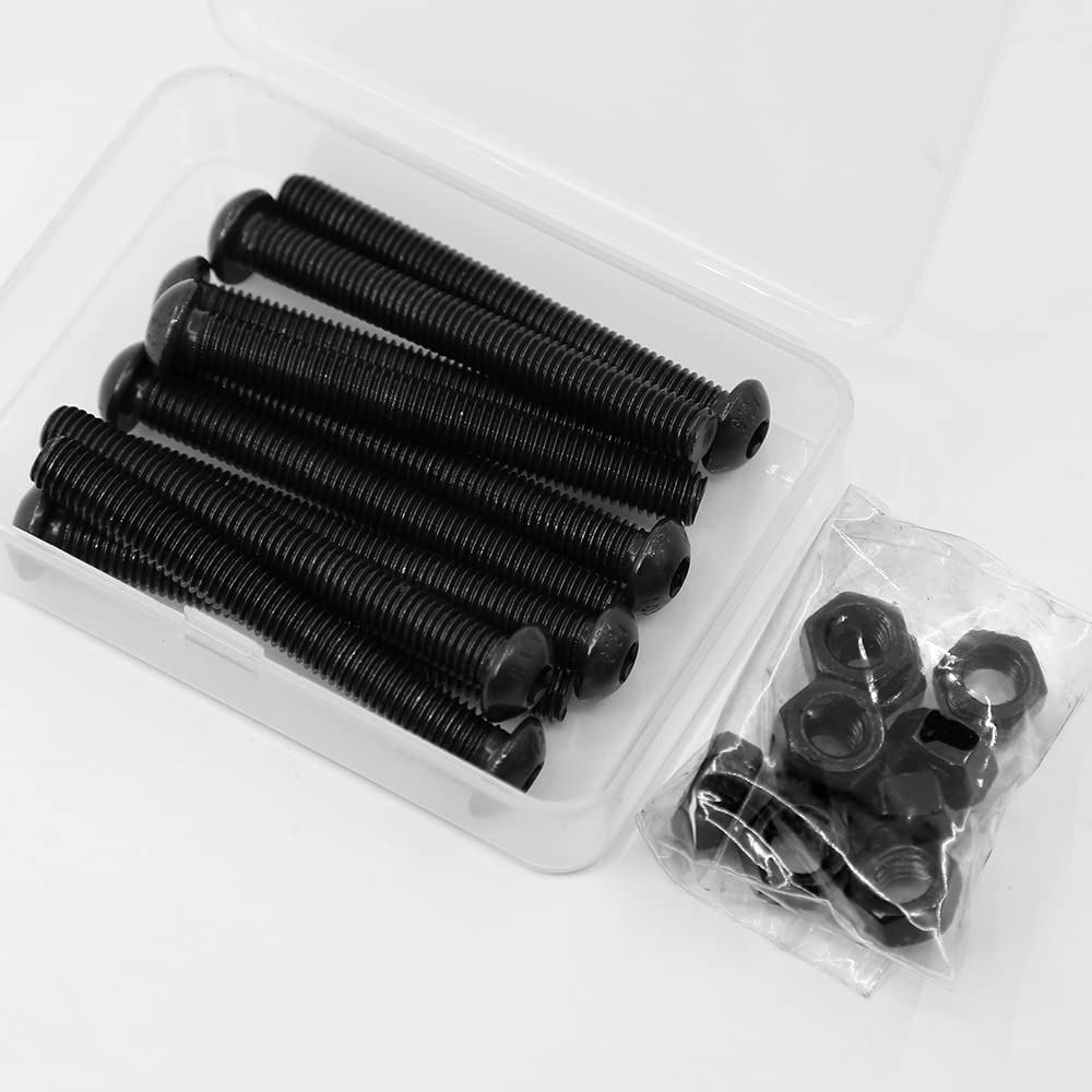 (10 Sets) M8 x 60mm Screws and Nuts Set Half Head Hex Socket Screws 10.9 Grade Alloy Steel Full Thread, Black - Image 3