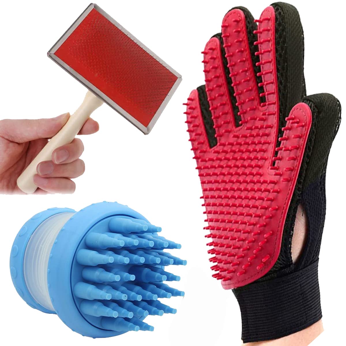 BLACK DOG Grooming Kit - Dog & Cat Soap and Shampoo Dispenser for Daily | Wooden Handle with Stainless Steel Soft Pins | Pet Grooming Gentle Glove for Dog, Puppy, Cat and Kitten - 3 in 1 Dog Combo (B09JWLL1W8) Amazon Price History, Amazon Price Tracker