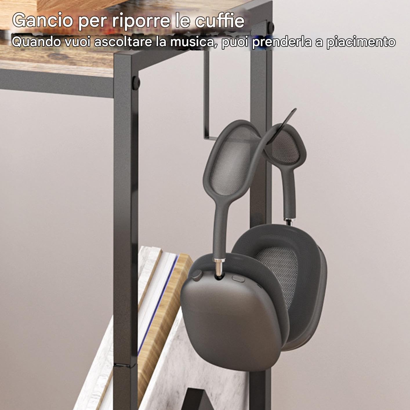 Generico Porta Dischi | Supporto Doppio Strato Per Vinili,Espositore Album Musicale per Casa Negozio Studio Ufficio Camera Salone Angolo Appassionati