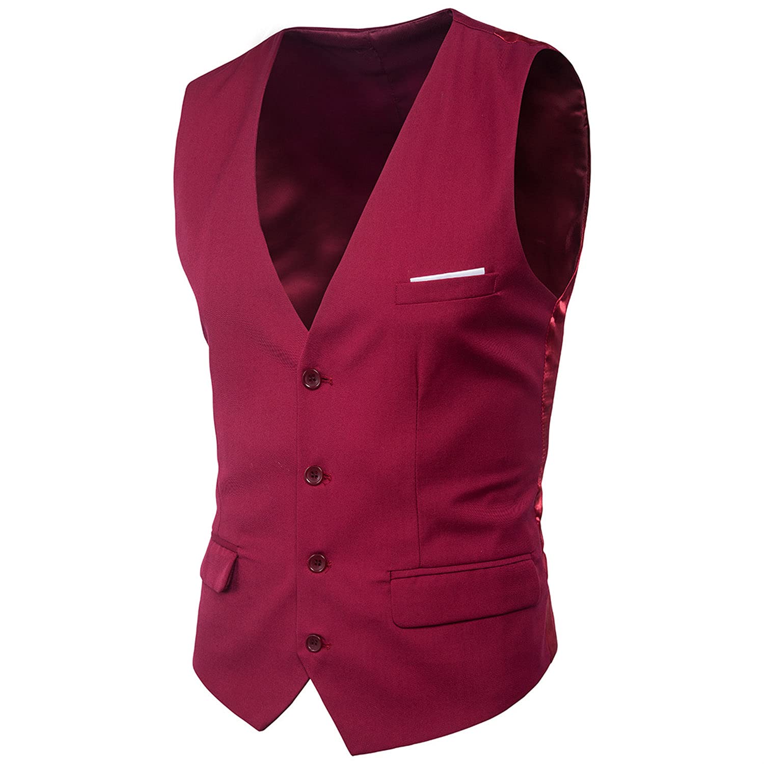 Men's Business Suit Vest Fashion Formal Wedding Waistcoat V-Neck Sleeveless Casual Slim Fit Jacket with Pockets