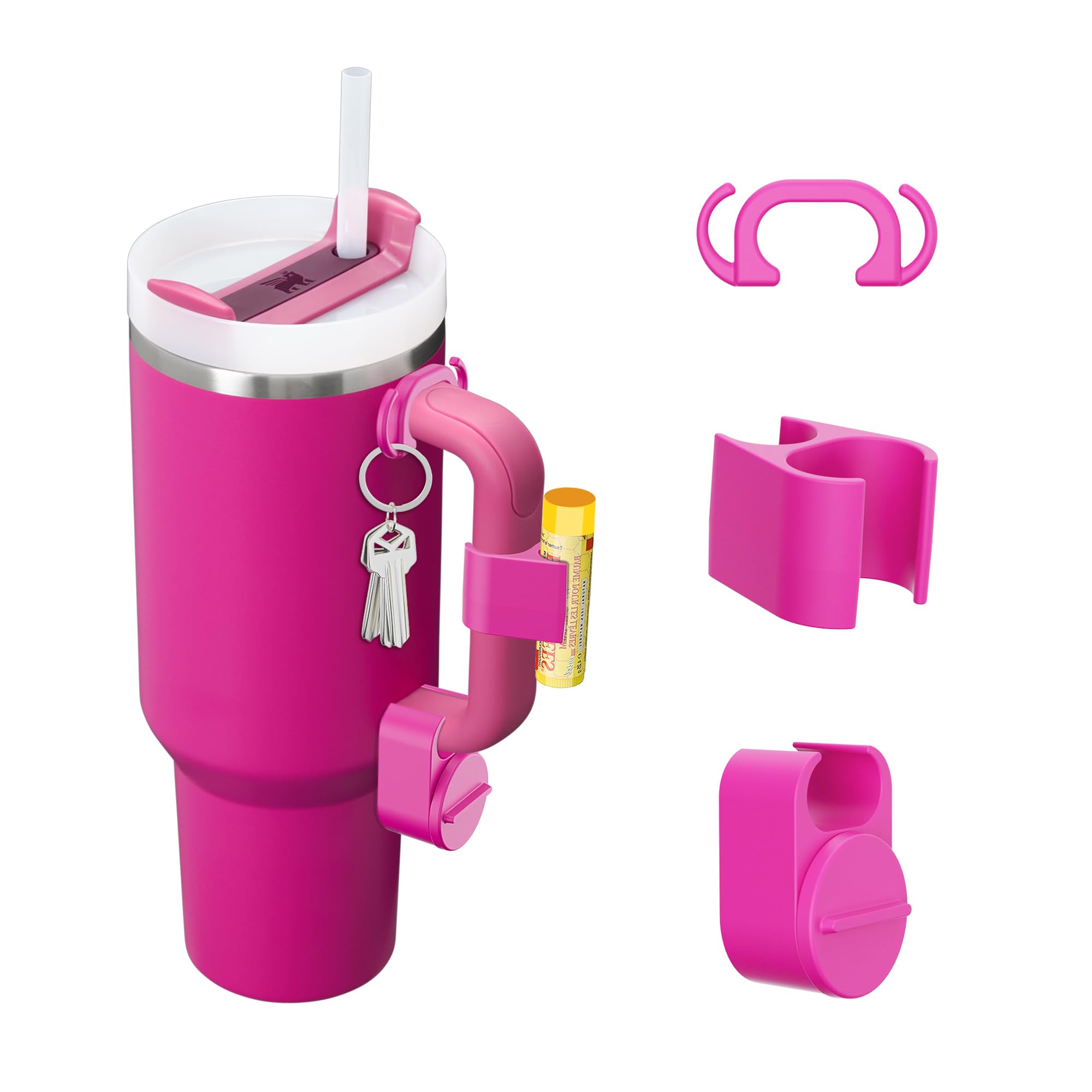 Stanley Cup 3-Pack Accessories - 40oz & 30oz Tumbler with Clip-On Handle, Ring, Chapstick & Key Holders