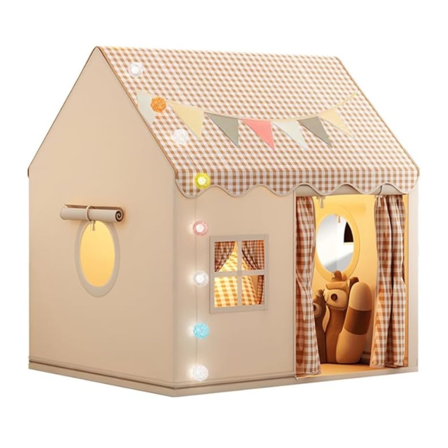 大型キッズテント 子供遊びテント おもちゃ小屋 屋内屋外兼用 光る星付き プレイ…