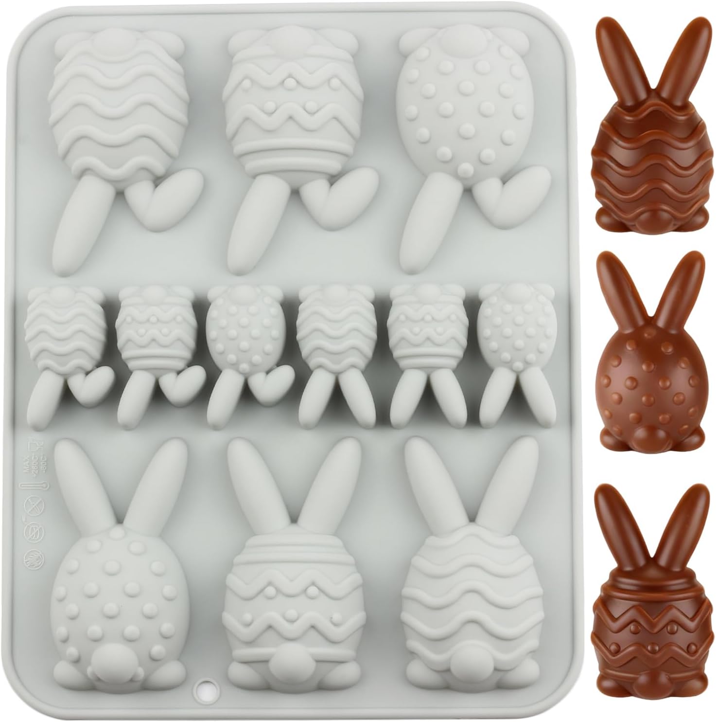 12 Cavity Easter Silicone Chocolate Molds Bunny Rabbit Candy Mold For Chocolate Candy Jelly