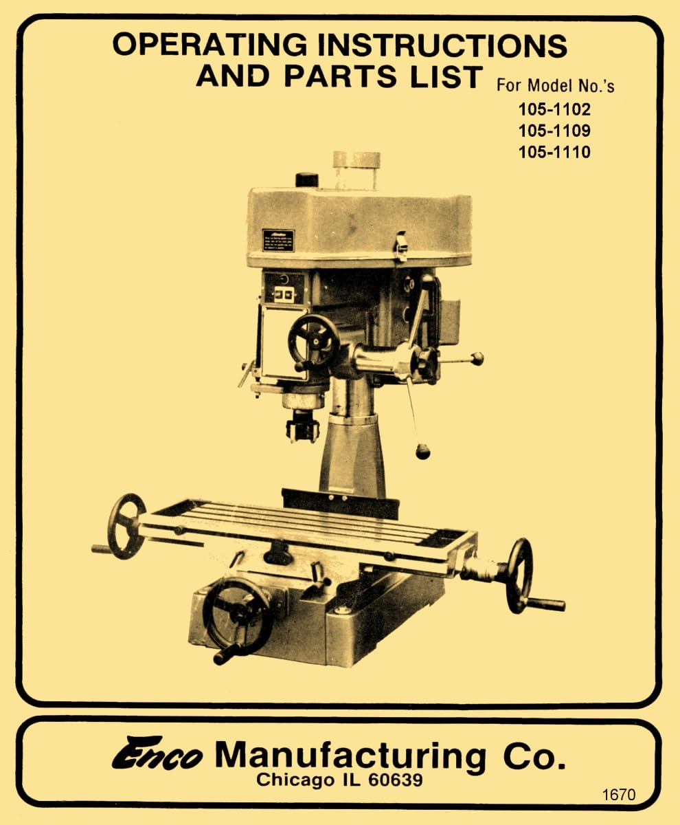 Enco Drill Milling Machine Manual Cover