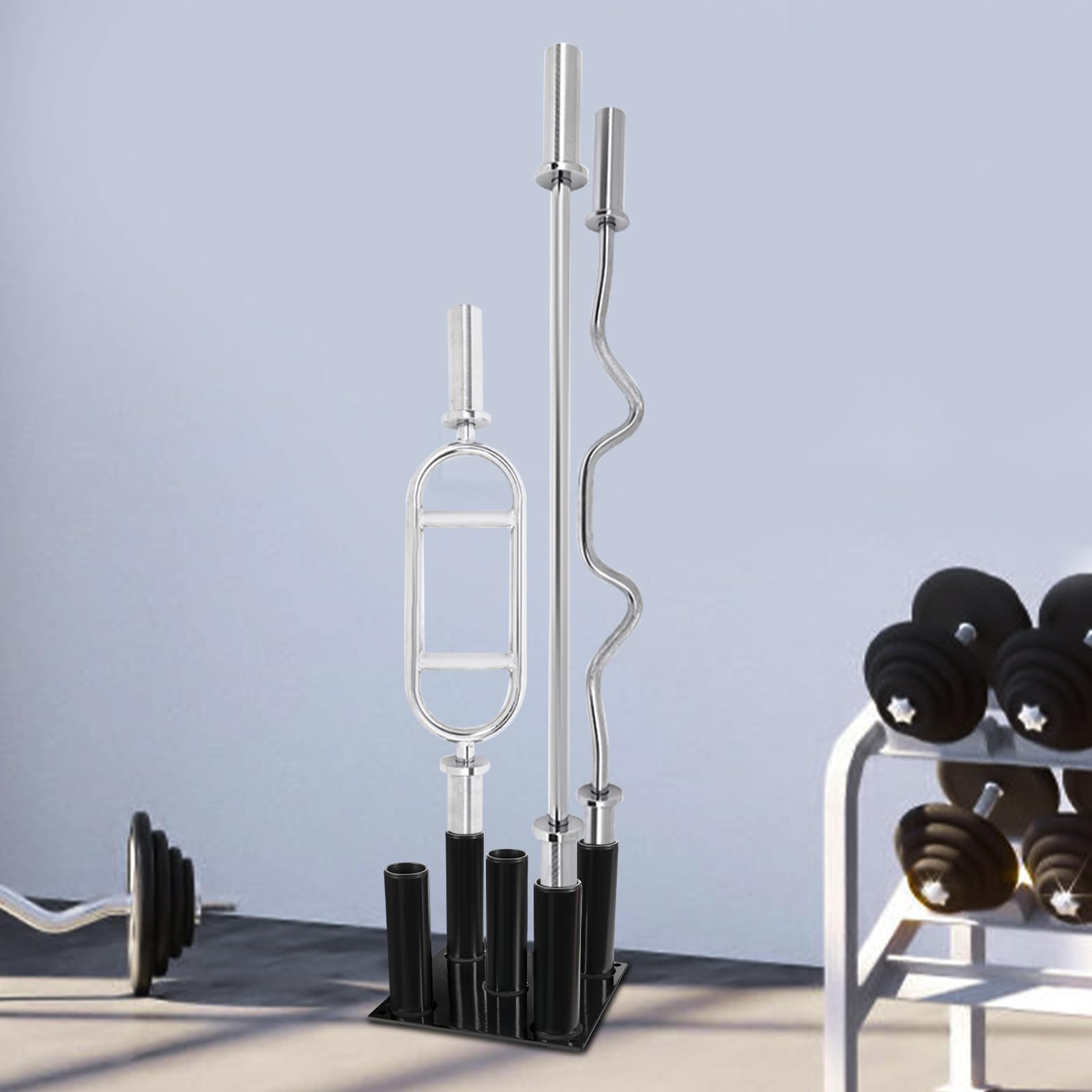 Supporto verticale per bilanciere per 5 barre Olympic, supporto per bilanciere, supporto per bilanciere da terra