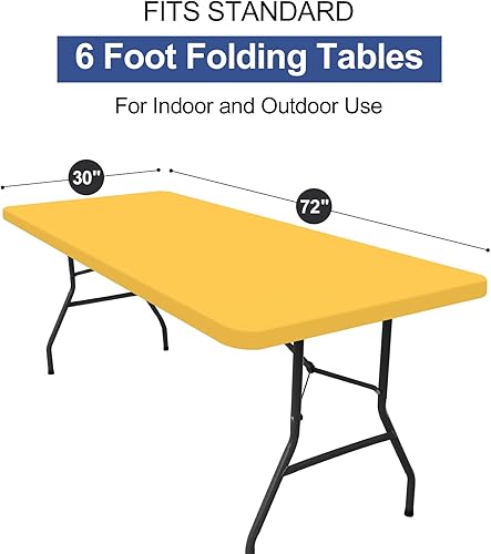 Miniatura 7 de homing Mantel rectangular para mesa, mantel ajustable elástico de poliéster impermeable, se adapta a mesas plegables de 6 pies, protector de mesa