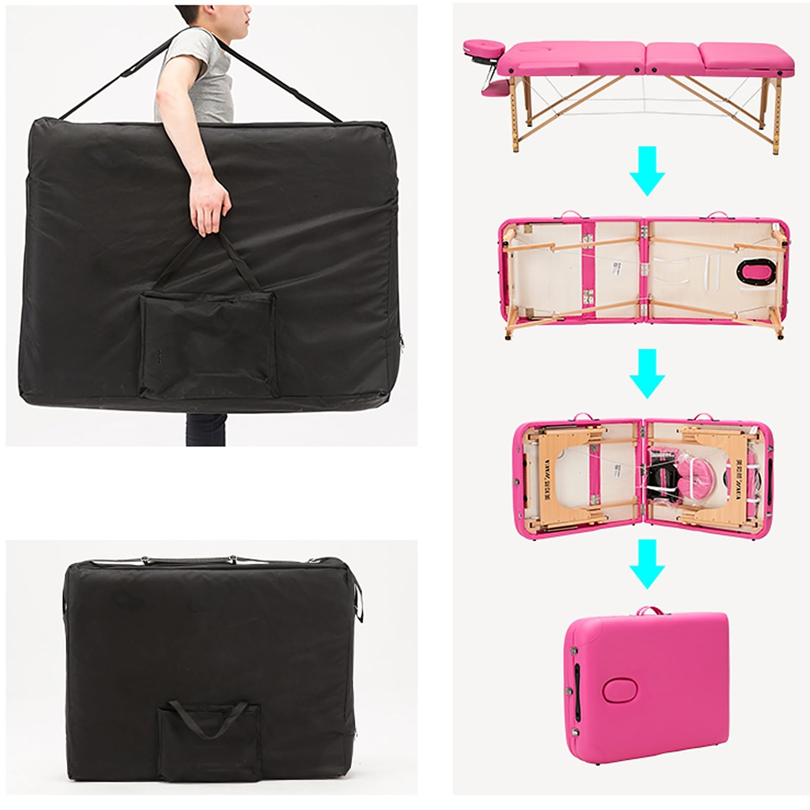 Camillas Plegables para Masajes Baratas Cuero Camilla Fisioterapia Respaldo y Altura Regulables Camilla Estetica con Reposacabezas, Reposabrazos y Mochila(Multi-Colored)