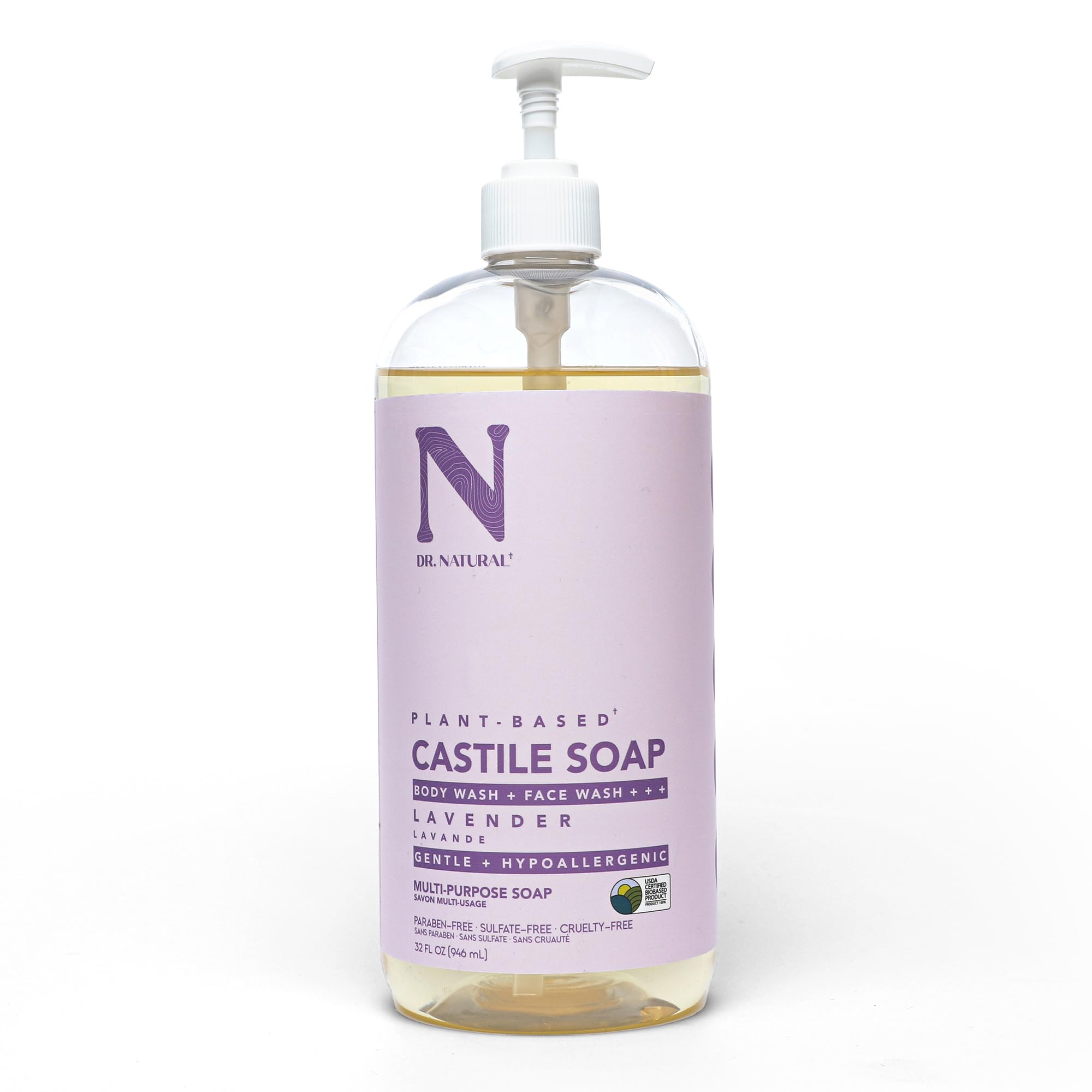Lavender, Lavender : Dr. Natural Pure-castile Liquid Soap, Lavender, 32 Ounce