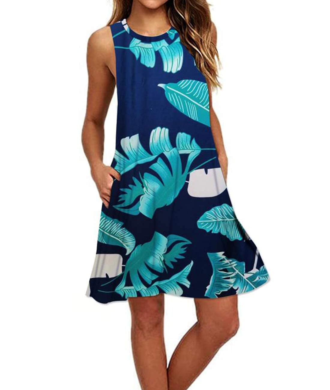 Summer Dresses for Women Casual Sleeveless Swing Sundress with Pockets