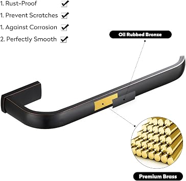 WINCASE Bronze Towel Holder, Hand Oil Rubbed Towel Bar, Brass Towel Rail Rack Ring Bathroom Accessories Wall Mounted