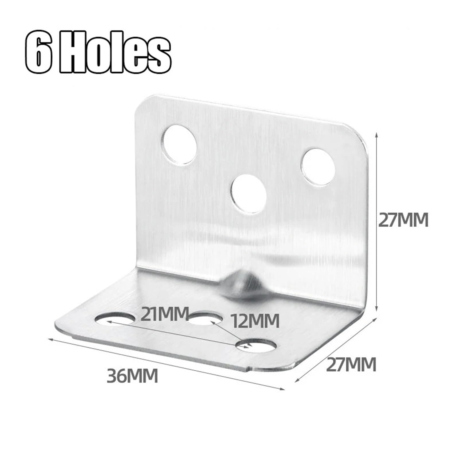 10/20/30/50 Stück 90-Grad-Winkelhalterung Edelstahl-Eckstrebe L-Form-Verbindungsverbinder for Schrankmöbel-Regalunterstützung Geeignet zur Möbelbefestigung(50Pcs(6 holes))