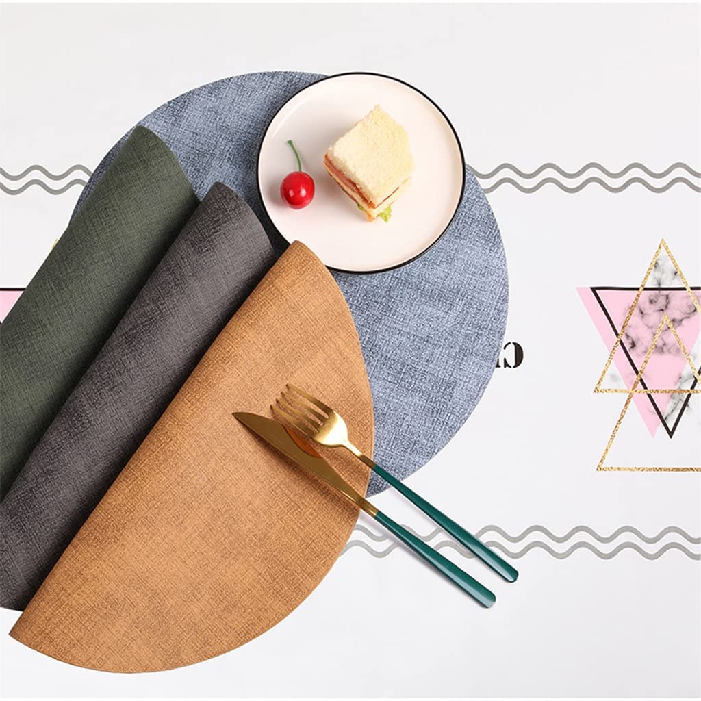 6 pièces napperon en Cuir Rond Isolation Thermique Vaisselle Coussin Maison Table à Manger Tapis (A)