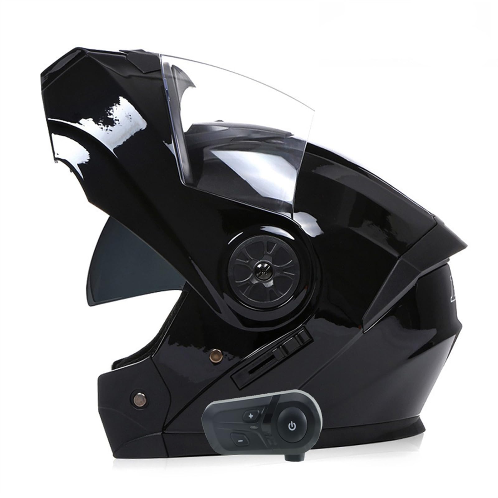 ZHTBATE Bluetooth Motorcycle Helmet ECE Approved Flip Up Motorbike Helmet Noise Reduction Ventilated Open-Face Helmets Dual Visor Anti-Fog