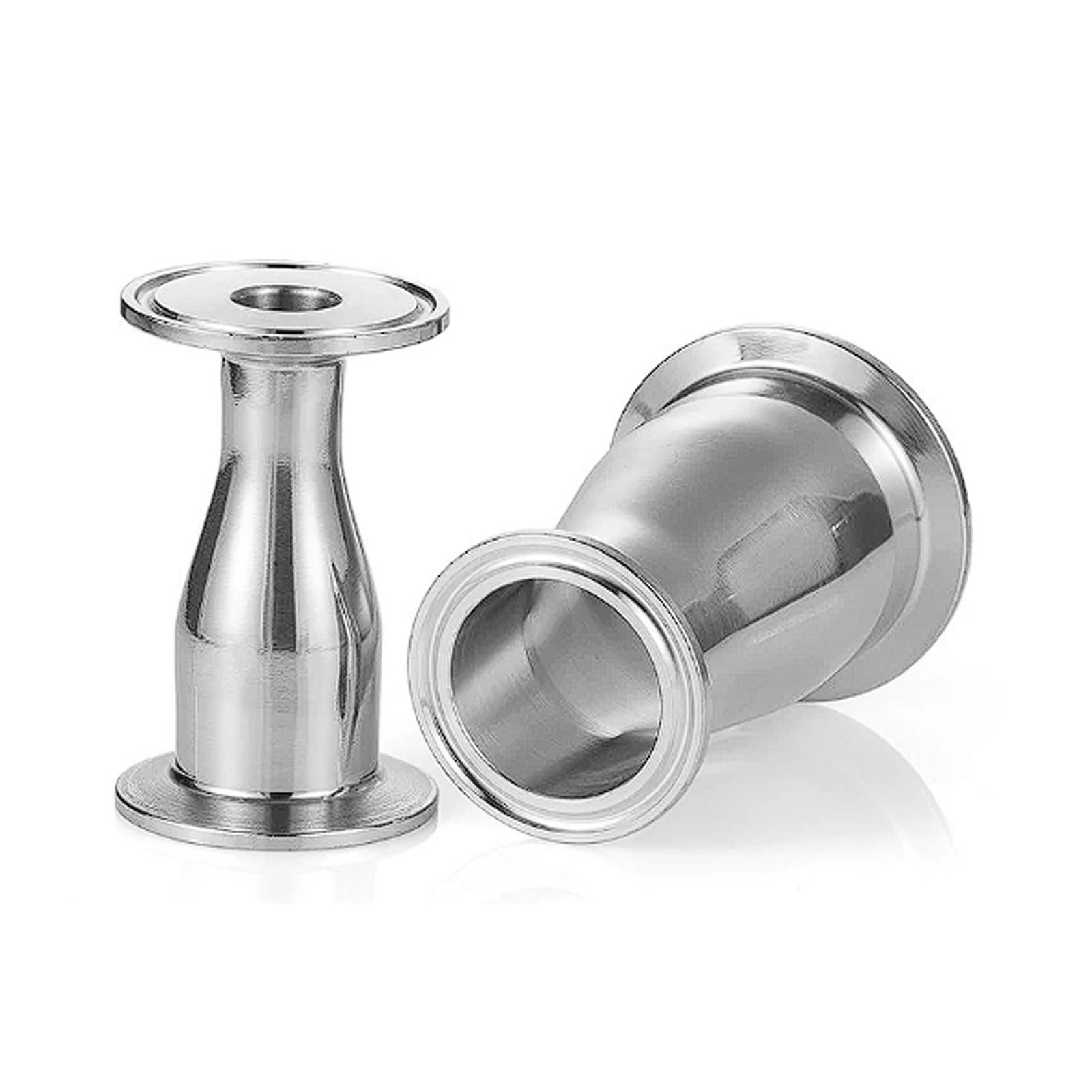 2 piezas de reductor concéntrico acero inoxidable 304 estilo conexión rápida para manguera jardín, racor pinza sanitario para lácteos/farmacéutica(Ф57x45)