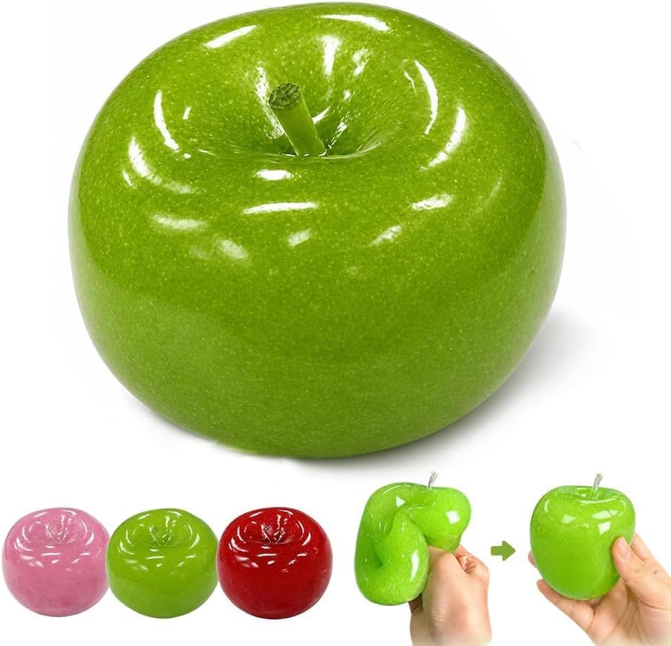 Slushy Apple Squishy, Zero Bounce Back Apple Stress Ball, Realistic Slush Green Apple Shaped Squishies Stress Ball, Mashed Skin Soft Filled Squeeze Relaxing Fidget for Adults