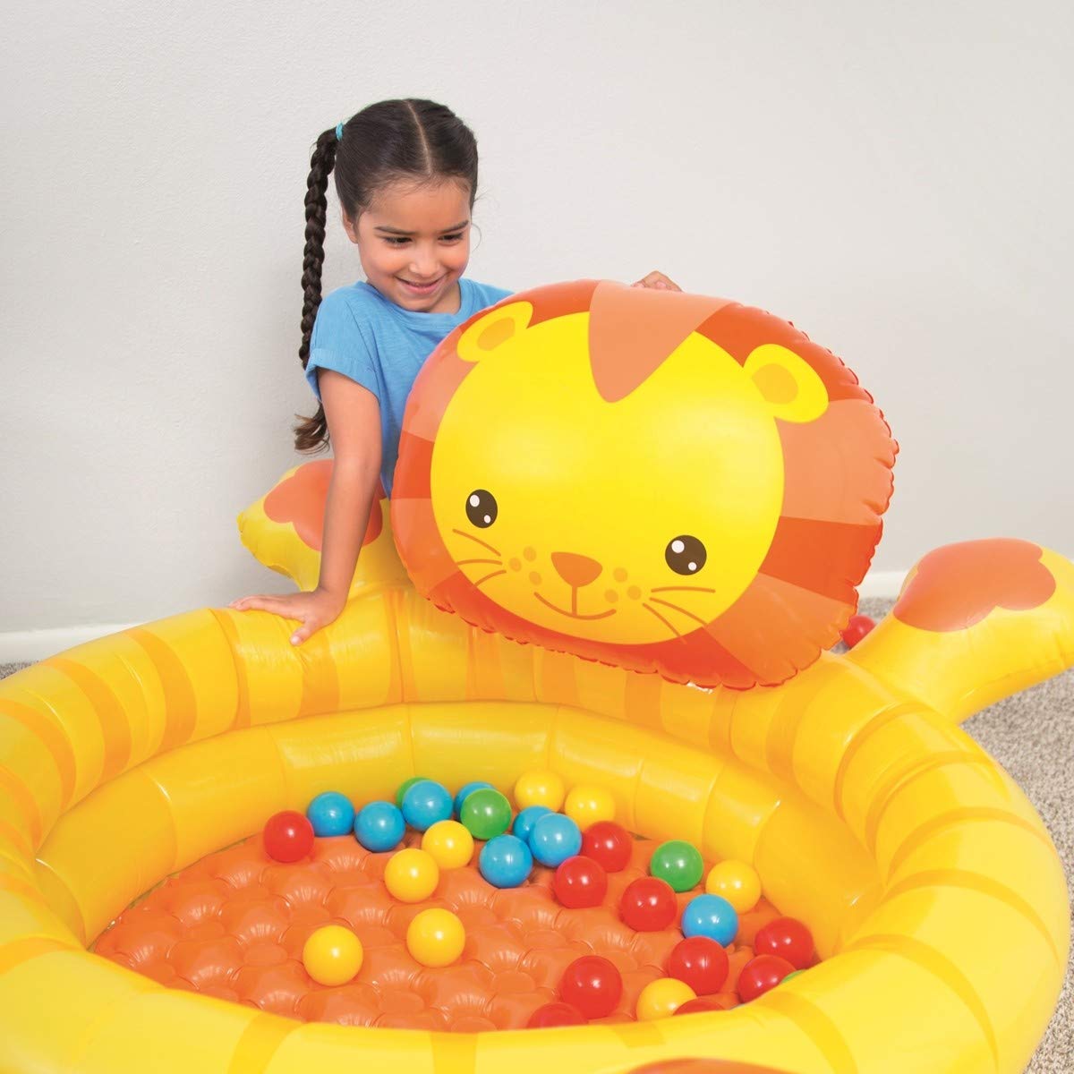 Bestway 52261 - Piscina de Bolas Hinchable Infantil León con 50 Bolas de Colores 111x98x61.5 cm