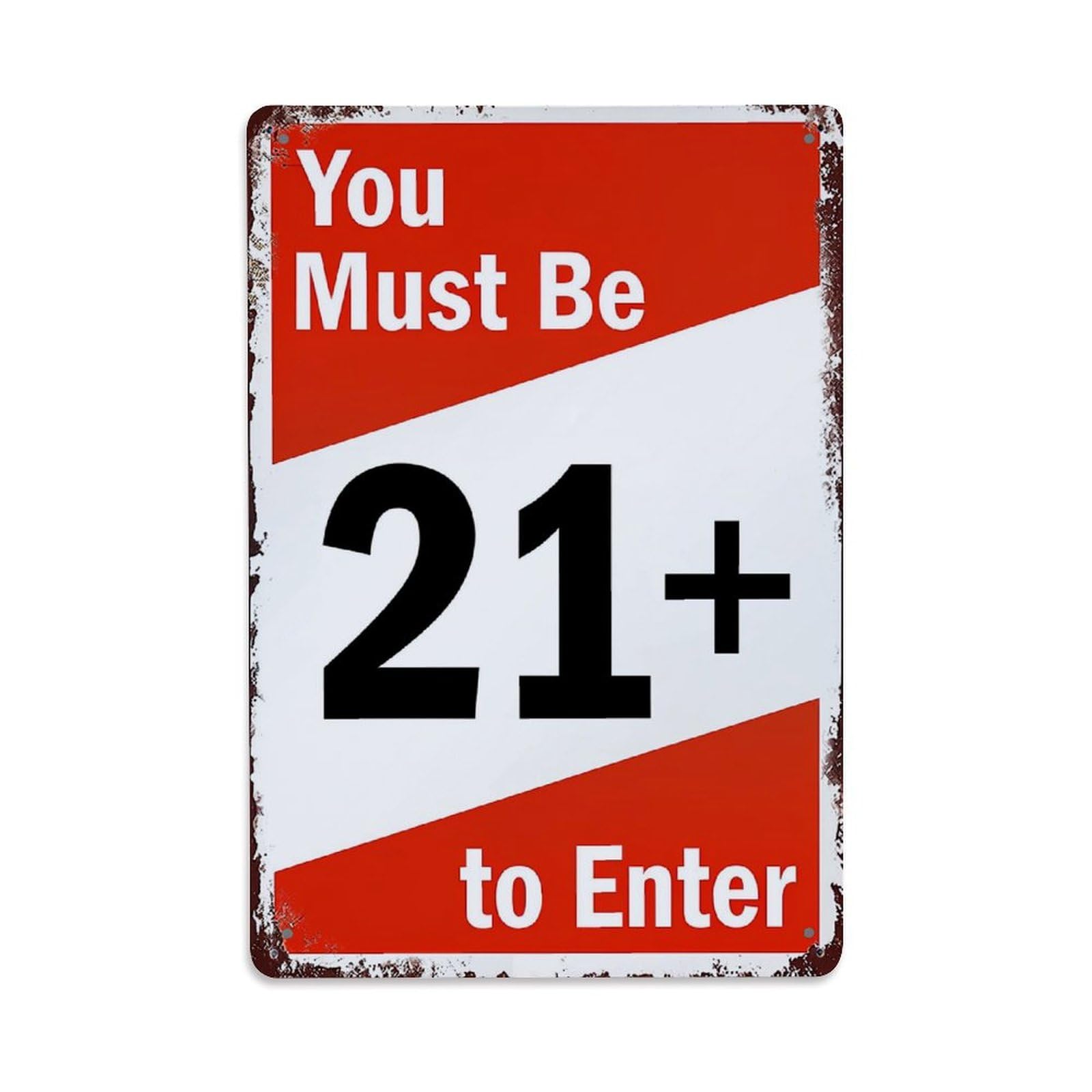 Jdfenggu Vintage You Must Be Twenty One Plus To Enter Sign Retro Metal Tin Sign, Metal Poster For Bar, Home, Man Cave, Kitchen, Laundry Room Art Decor 8X12 Inch