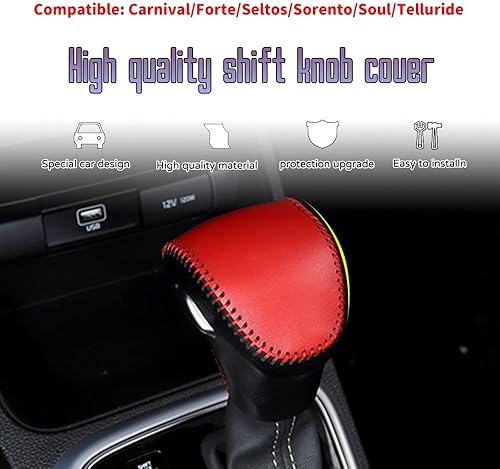 Miniatura 2 de Accesorios interiores personalizados para Telluride 2020-2023 Soul Sorento Seltos Forte Carnival Funda de cuero para palanca de cambios automática,